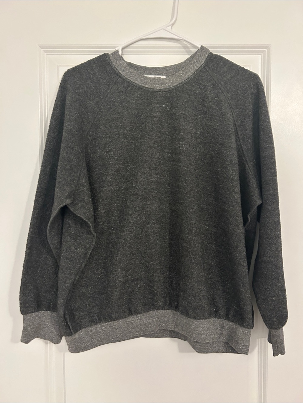 perfectwhitetee Women's Charcoal Heather Raglan Pullover Sweatshirt - Picture 2 of 5